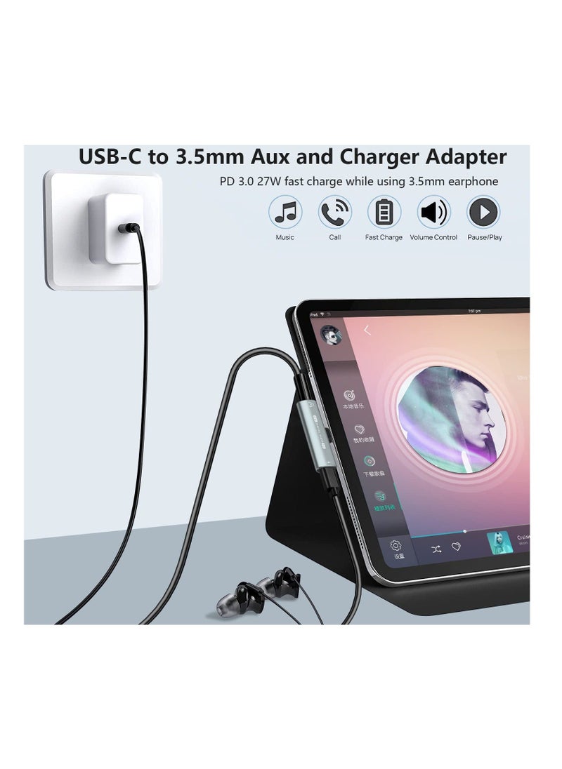 Anmi - USB C to 3.5mm Audio Headphone Adapter and Charger, 2 in 1 USB C Headphone Jack HiFi DAC with 27W Fast Charging Dongle Adapter Compatible with Galaxy S23 Ultra/S22+/A53/Note 20, Pixel 7/7Pro/6/6Pro/5 - Image 1
