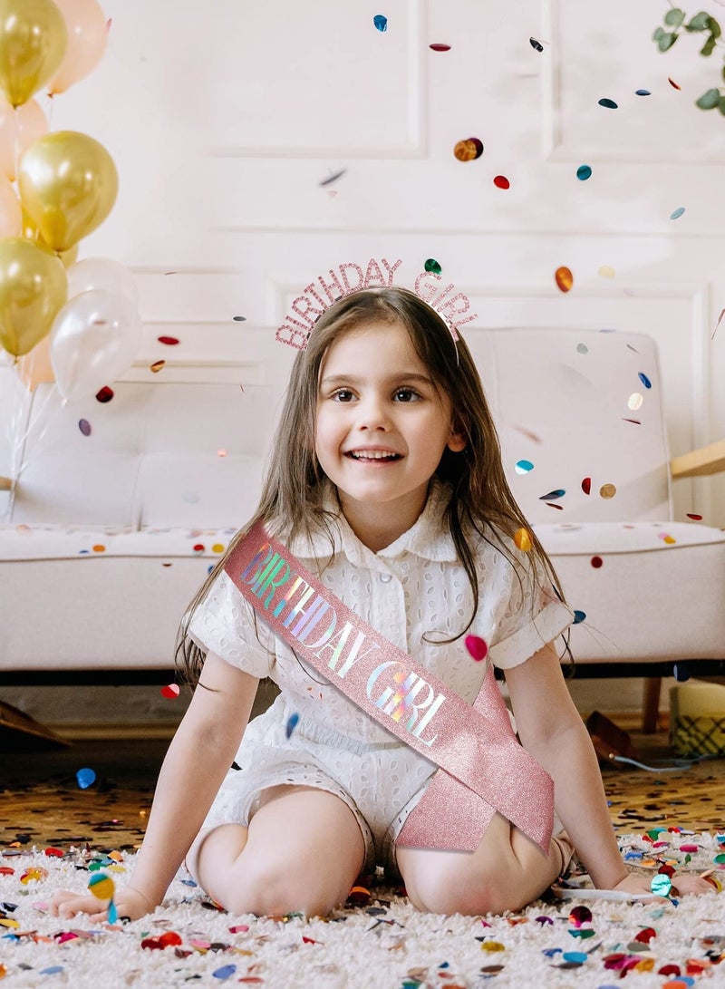 SYOSI Birthday Sash & Tiara Set for Girl, Birthday Girl Sash & Birthday Crown for Women, Princess Rhinestone Birthday Party Decorations Headband Birthday Gifts, Happy Birthday Accessories - Image 2