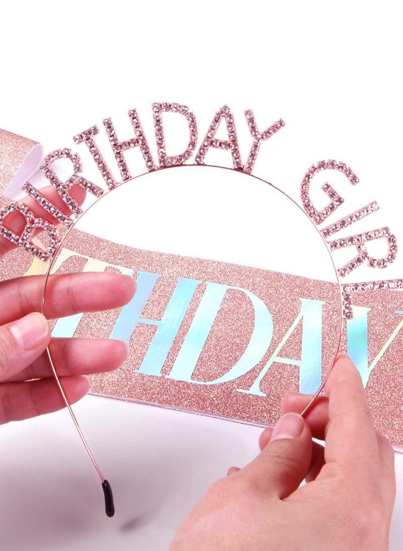 SYOSI Birthday Sash & Tiara Set for Girl, Birthday Girl Sash & Birthday Crown for Women, Princess Rhinestone Birthday Party Decorations Headband Birthday Gifts, Happy Birthday Accessories - Image 5