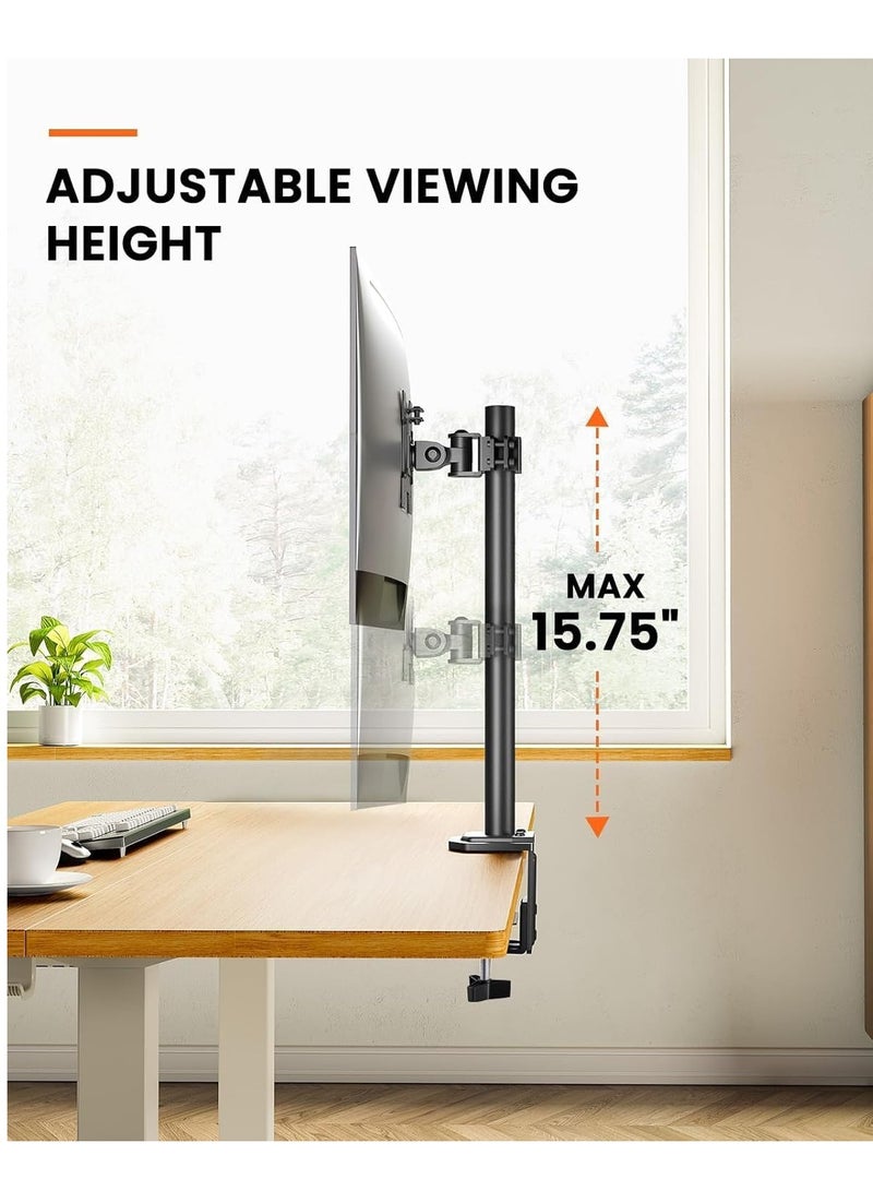 ELTRAZONE Monitor Mount for 13-32" Screens, Adjustable Height & Angle, Supports Up to 17.6lbs, Improved LCD/LED Monitor Riser, Single Desk Mount Stand, Black – Ergonomic & Space-Saving Design (Model: EGCM12) - Image 2