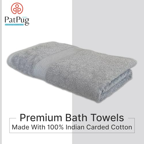 PatPug 100% Indian Ultra Soft Cotton 500 GSM Highly Absorbent, Fade Resistant, Quick Drying Large Bath Towel (Silver Grey) - Image 3