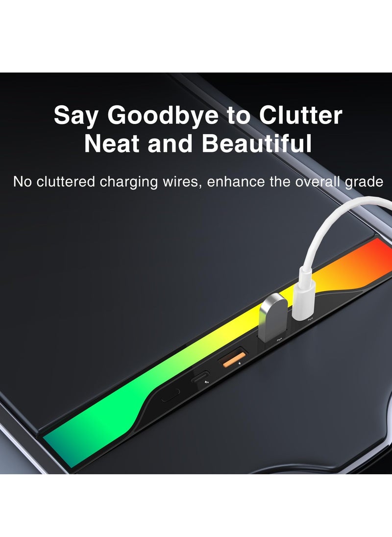 Excefore - Docking Station for Tesla, RGB Light USB Hub with Model 3 Model Y, Car USB Charger Multi Port Interior Ambient Lighting Accessories Fit for Tesla Center Console Docking Station (Colorful) - Image 1