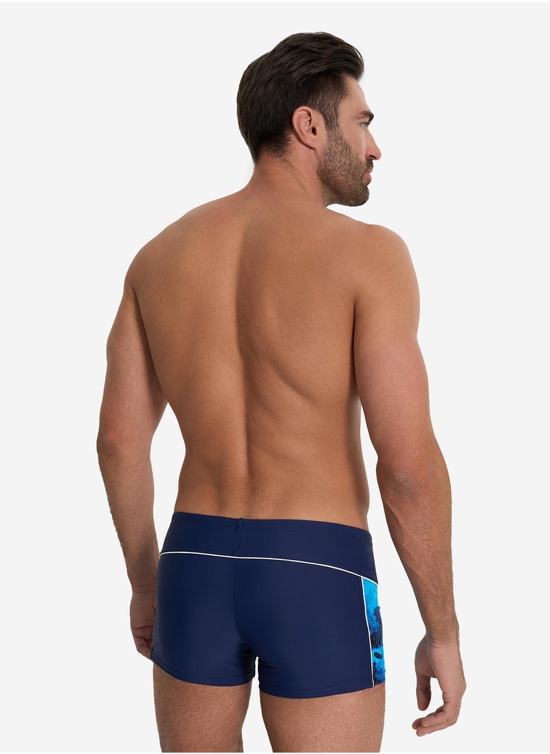 Joss Joss Men's Swimming Trunks Blue/White with Printed Inserts – Creora Highclo Fibers, Chlorine-Resistant, Adjustable Waistband for Perfect Fit  - Image 2