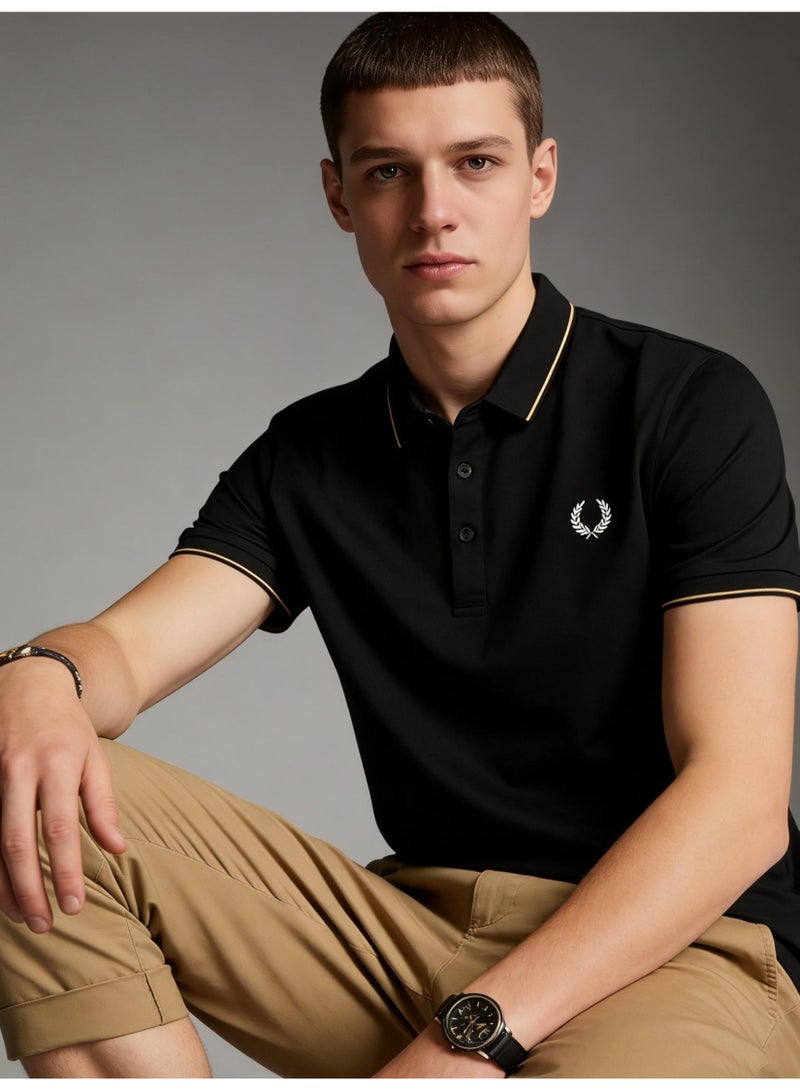 فريد بيري Fred Perry Contrast Trim Polo Shirt | Premium Breathable Piqué Cotton Short Sleeve Casual Top with Laurel Wreath Embroidery - Image 2
