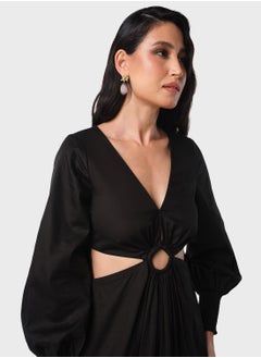 Threadz by Ajooni Embroidered Hem Waist Cutout Dress  - Image 3