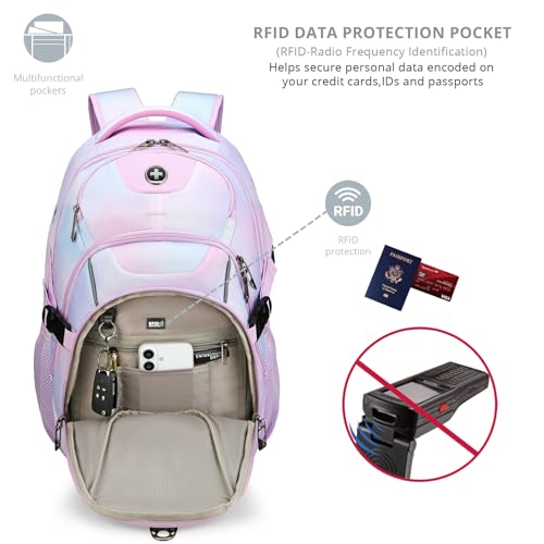 Swissdigital Laptop Backpack with USB Charging Port, Travel Backpack Fits 15.6 inches Computer, 31L Backpack for Women, Pink Purple | SD803-104 - Image 2