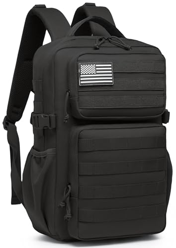 Wotony Military Tactical Backpack for Men Waterproof Daypack 3 Day Assault Pack Molle Bag with Water Bottle Holder Black 30L - Image 1
