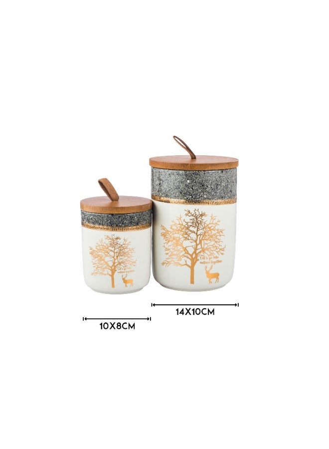 اباريك الصفا طقم علب بهارات سيراميك 7 قطع بستاند - Image 4