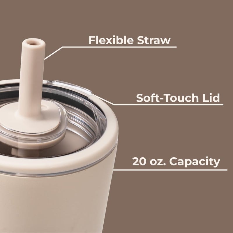 HydroJug Everyday Tumbler 20 oz – Ceramic-Lined Insulated Tumbler with Straw and Soft-Touch Lid, Cup Holder Friendly, Double-Wall Vacuum Insulation, Reusable Travel Cup – Dune - Image 4