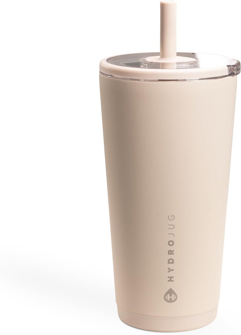 HydroJug Everyday Tumbler 20 oz – Ceramic-Lined Insulated Tumbler with Straw and Soft-Touch Lid, Cup Holder Friendly, Double-Wall Vacuum Insulation, Reusable Travel Cup – Dune - Image 1