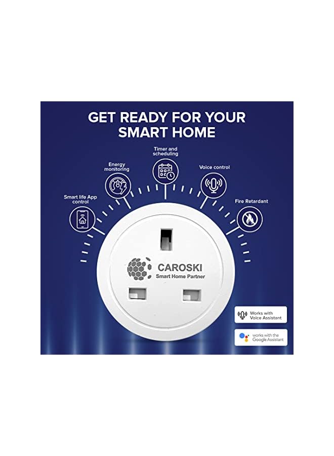 CAROSKI CAROSKI- Wifi Smart Plug, 16A Energy Monitoring Smart Plug Socket for Smart Home, Compatible with Alexa, Google Assistant comes with Remote and Voice control, with 1 year warranty (pack of 1)  - Image 3
