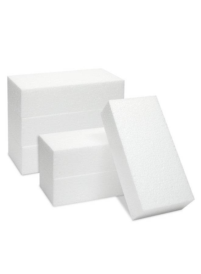 Juvale 6 Pack Foam Blocks for Crafts - Polystyrene Brick Rectangles for Art Sculpting, Flower Arrangements, DIY, Packing (8 x 4 x 2 in) - Image 1