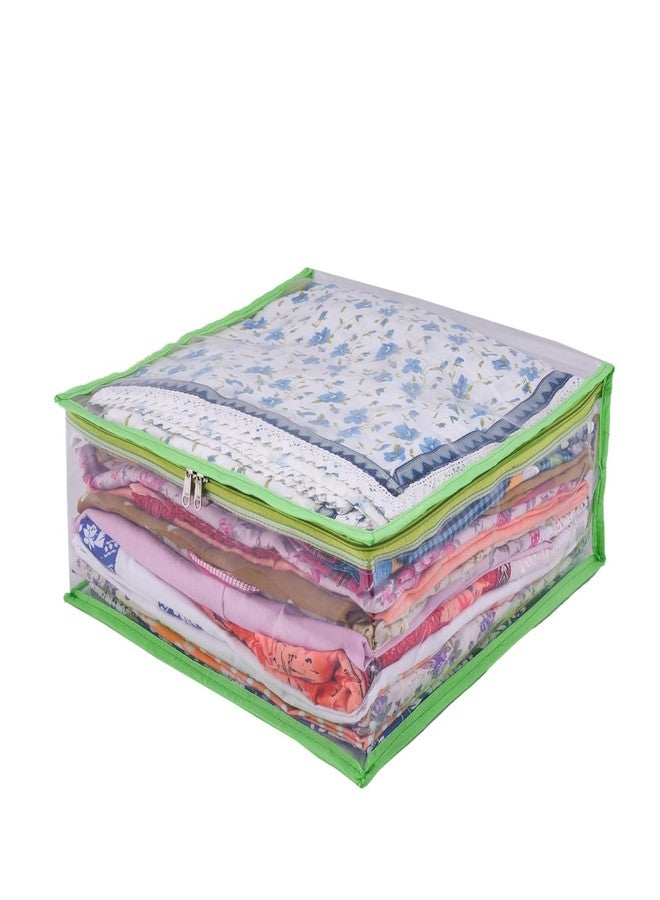 ABBASI Saree Cover Storage Bag Big for Clothes with Zip Organizer for Wardrobe, transparent Large Design Boxes (Green, Pack of 2) - Image 4