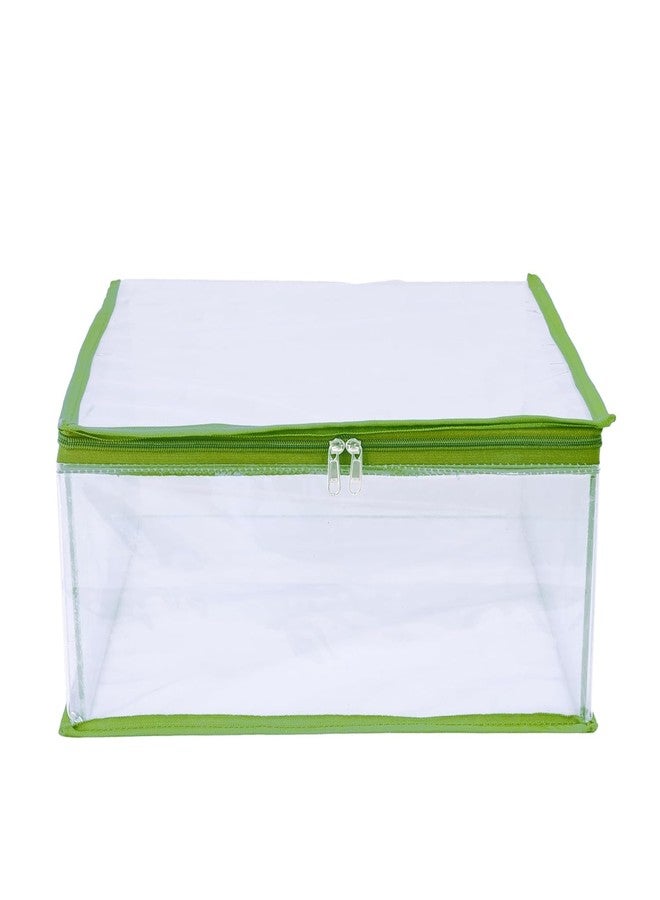 ABBASI Saree Cover Storage Bag Big for Clothes with Zip Organizer for Wardrobe, transparent Large Design Boxes (Green, Pack of 2) - Image 2