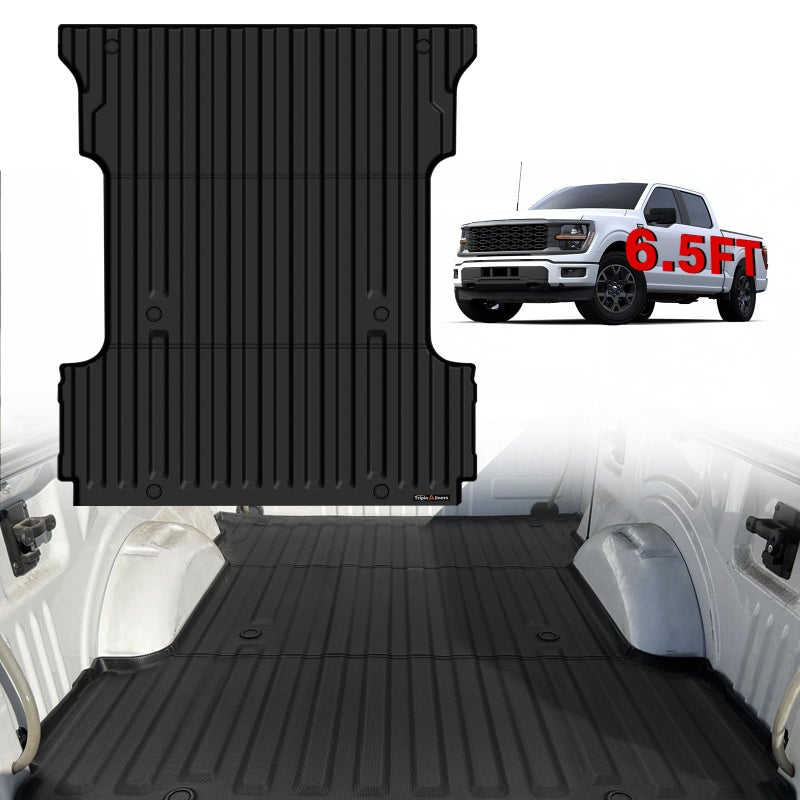 TripleAliners Truck Bed Mat Compatible with 20152024 2025 Ford F150 Accessories 65ft 789in Vehicle Perfectly Flush All Weather Protection TPE Heavy Duty Pickup Car Bed Cargo Mat