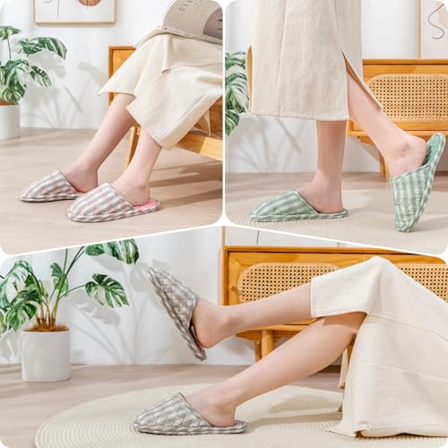 biroris 3 Pairs Floral Cotton House Slippers for Women, Open Toe Indoor Slippers Comfortable Washable Portable Foldable Guest Travel Hotel Airplane Spa Slippers (Closed-toe Solid Color Flower, 7-8.5, Adult, Women, 7, Numeric Range, US Footwear Size System, 8.5, Medium) - Image 2