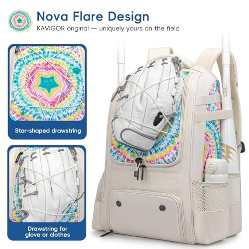 KAVIGOR Baseball Bag for Youth | Softball Backpack 50L Large Capacity with Shoe Compartment and 4 Bat Holders | Nova Flare Series - Image 2