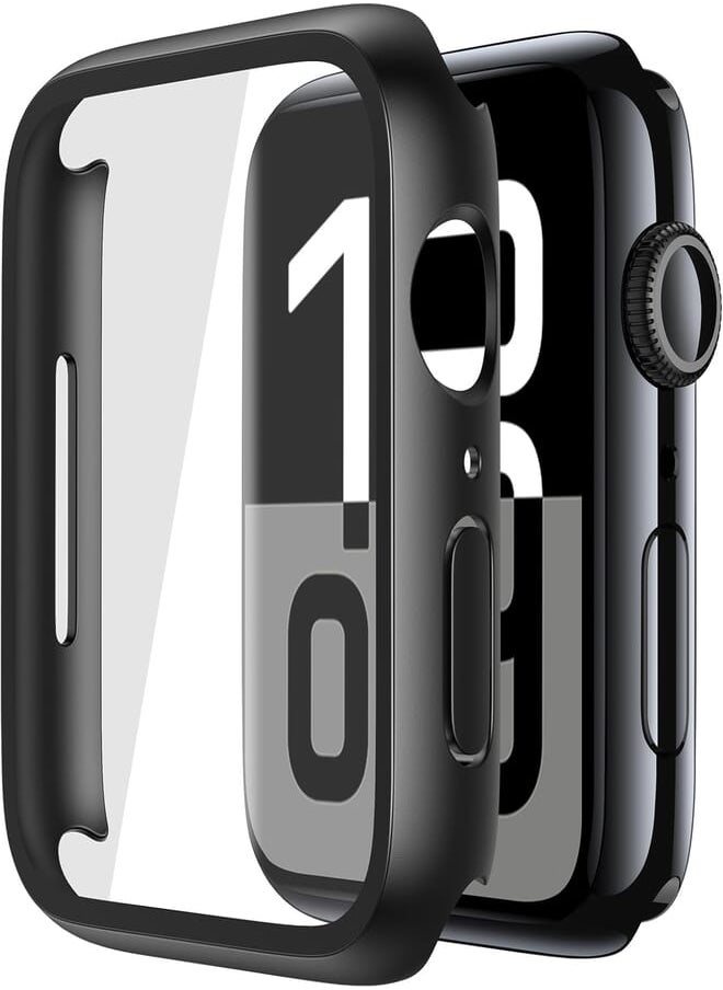 Misxi Misxi 2 Pieces Tempered Glass Screen Protector Case Compatible with Apple Watch Series 10 46mm (2024), Ultra-Slim Scratch Resistant Protection Cover for iWatch, Black 