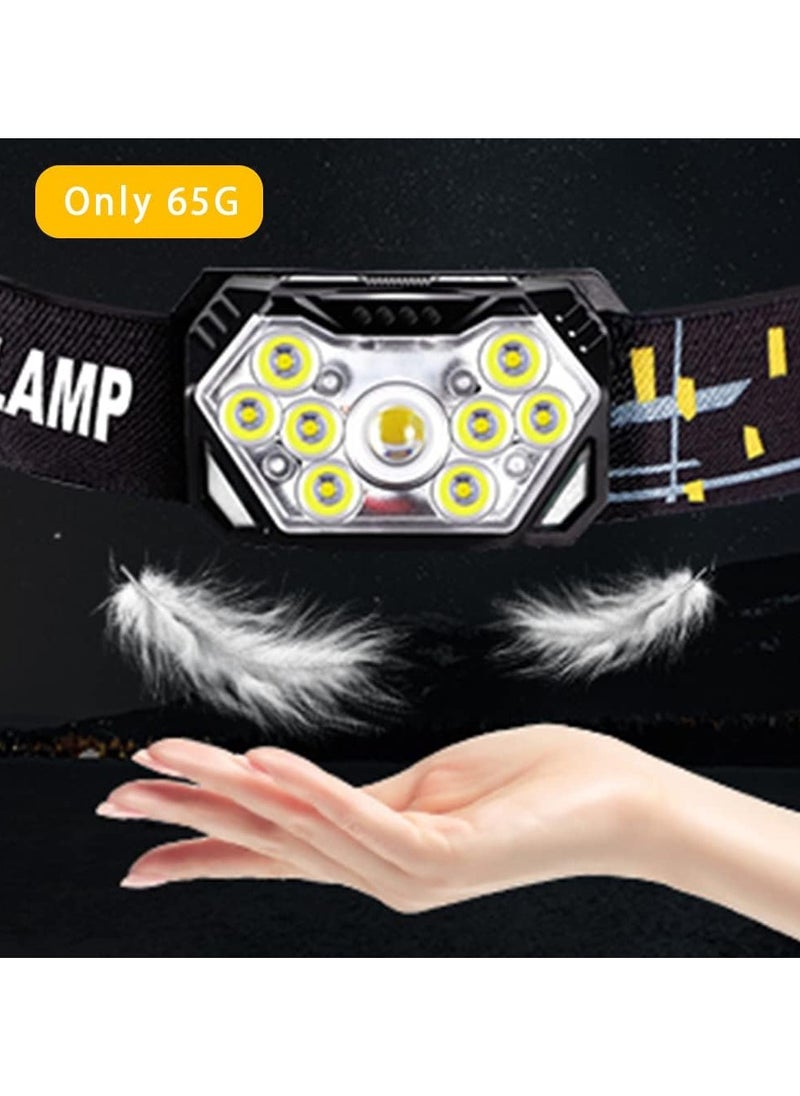Headlamp Rechargeable 2500 Lumen LED Head Lights for Forehead Bright Head Lamp with Red Light Sensor Mode Waterproof Flashlights Running Lights for Running Cycling Working Camping