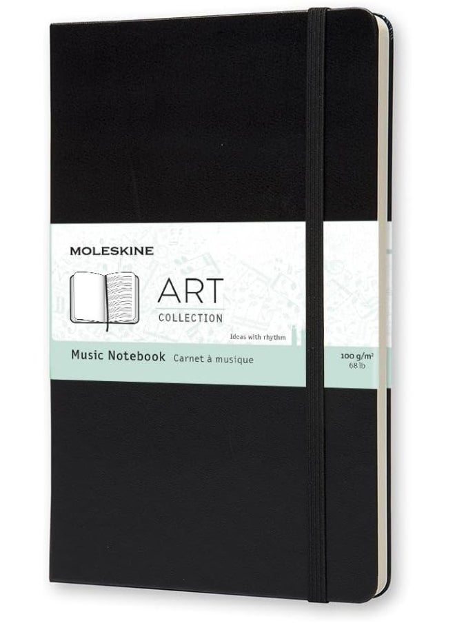 Moleskine 13 x 21 cm Art Collection Music Notebook with Hard Cover and Elastic Closure, Paper Suitable for Pens, Pencils and Fountain Pens - Black  - Image 1