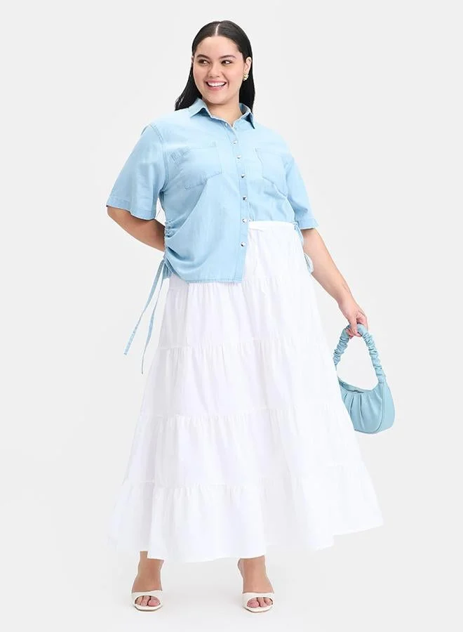 Virgio VIRGIO 100% Cotton Side Drawcords Denim Shirt