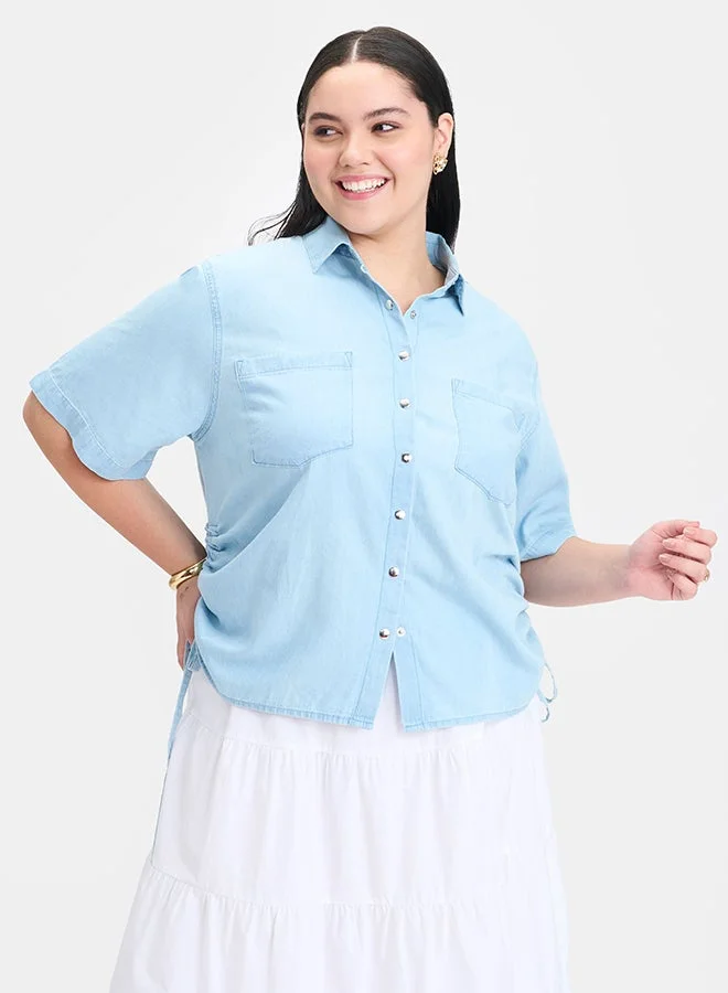 Virgio VIRGIO 100% Cotton Side Drawcords Denim Shirt