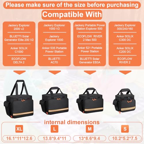 Wigojoy Portable Station Bag Compatible with Jackery Explorer 1000 V2/1000,with Plenty of Room for Accessories, Waterproof and Non-slip Bottom, and Abrasion-resistant Nylon Fabric - Image 5