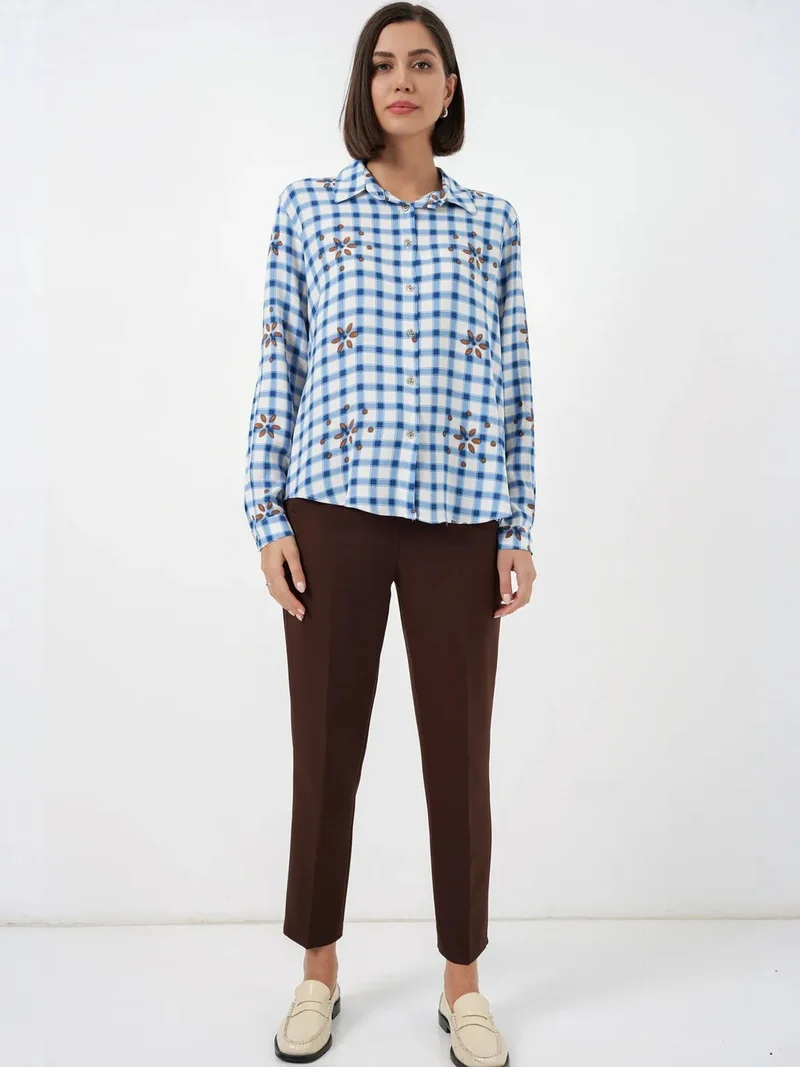 بيغ دارت BDART Plaid Button-up Shirt with Shirt Collar