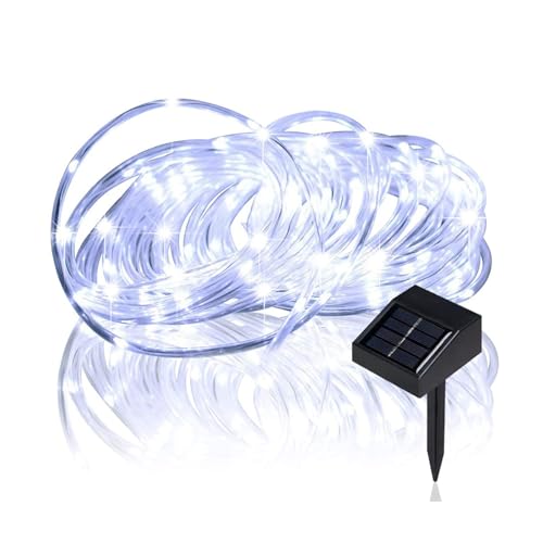 lychee Solar Rope Lights Outdoor 16.5ft 50LED Waterproof Solar Power String w/Light Outdoor Rope Lights Ideal for Home Garden Party Wedding Decoration (White) - Image 1