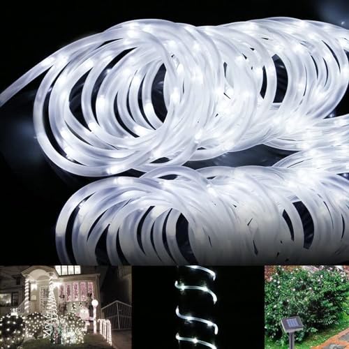 lychee Solar Rope Lights Outdoor 16.5ft 50LED Waterproof Solar Power String w/Light Outdoor Rope Lights Ideal for Home Garden Party Wedding Decoration (White) - Image 2