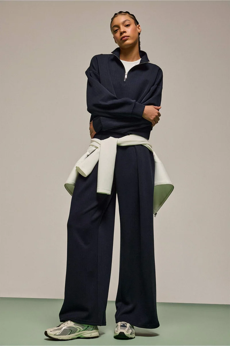 ديفاكتو Wide Leg Long Length Modal Trousers