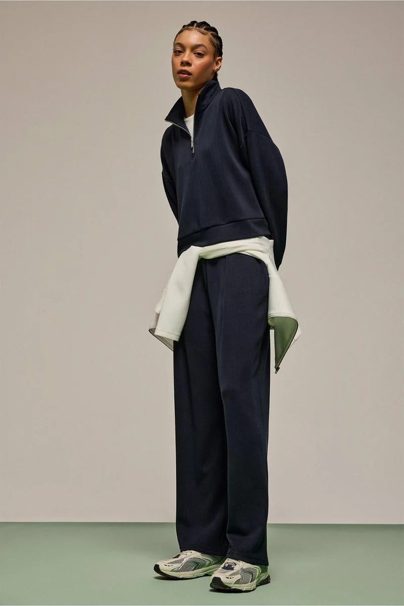 ديفاكتو Wide Leg Long Length Modal Trousers