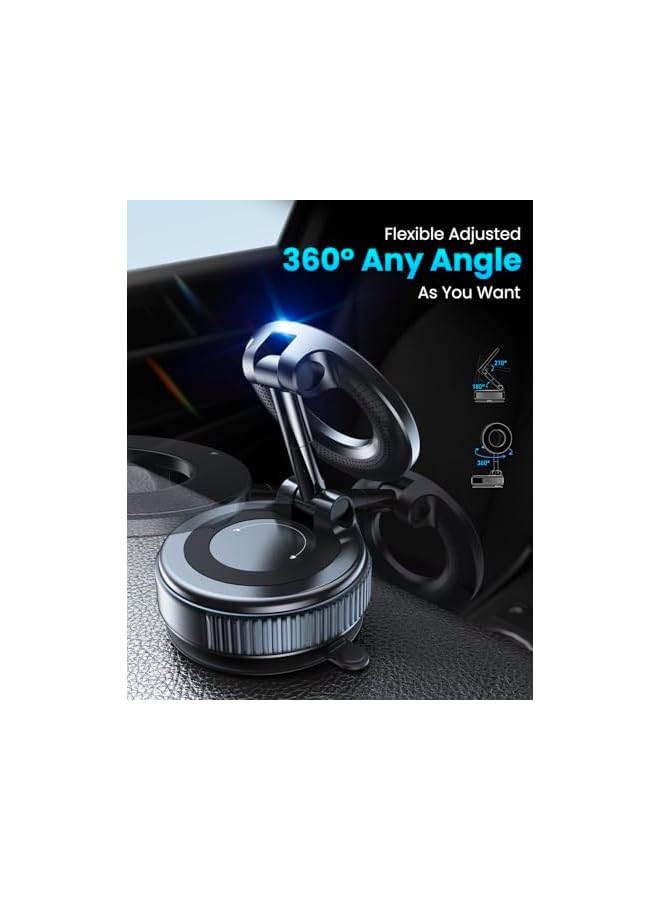S-TOP Magnetic Suction Cup Phone Mount for Magsafe, 360° Adjustable Magnetic Car Phone Holder, Pocket Size Foldable Car Mount, Cell Phone Holders for Your Car for iPhone 17 16 15 14 13 12 Series - Image 3