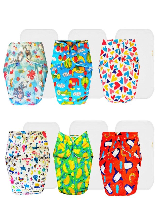 حفاضات قماشية فاخرة من دمبلدو مع حشوة قطنية (عبوة من 6) | شعور بالجفاف والراحة | قابلة لإعادة الاستخدام والغسل | أزرار كبس قابلة للتعديل | مثالية للأطفال الصغار | من 3 أشهر إلى 3 سنوات | للجنسين - Image 1