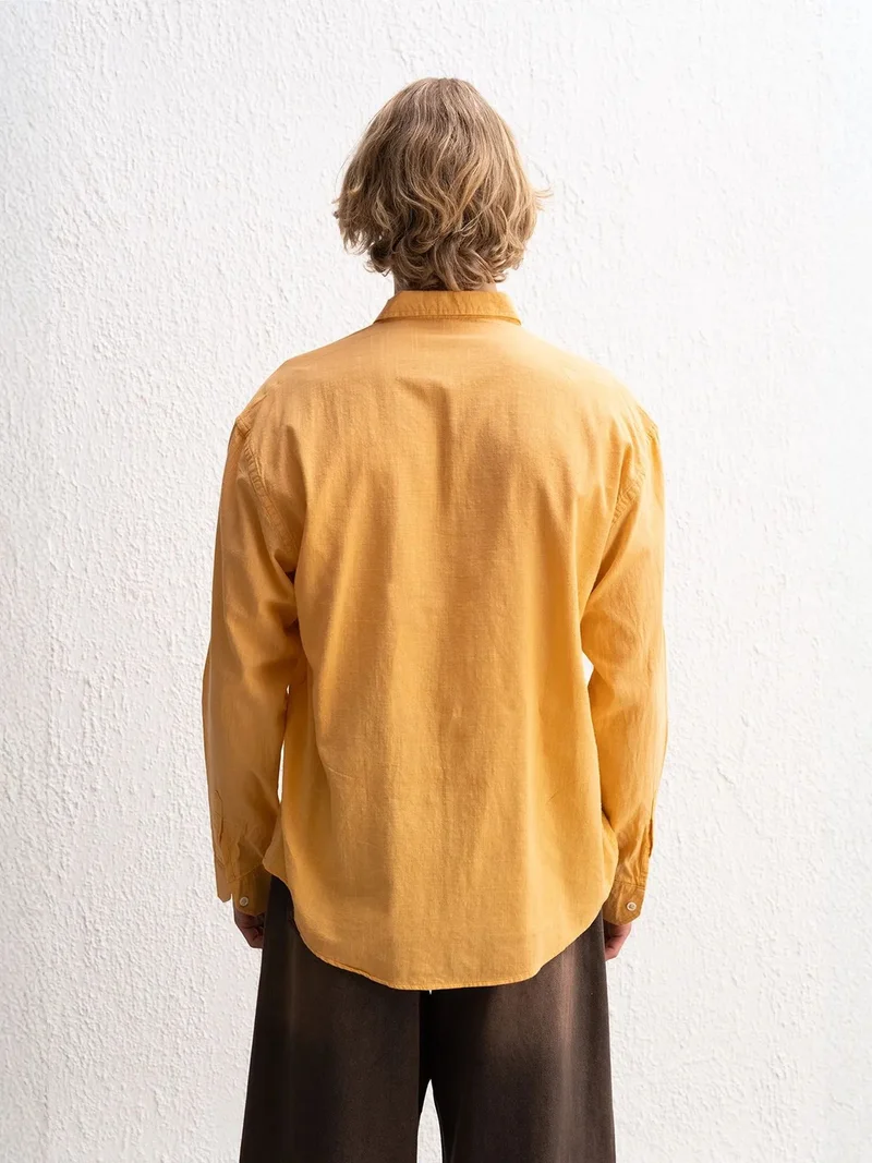 Giesto Bright Orange GIESTO Cotton Oversized Button-Up Shirt for Men | Best Price UAE