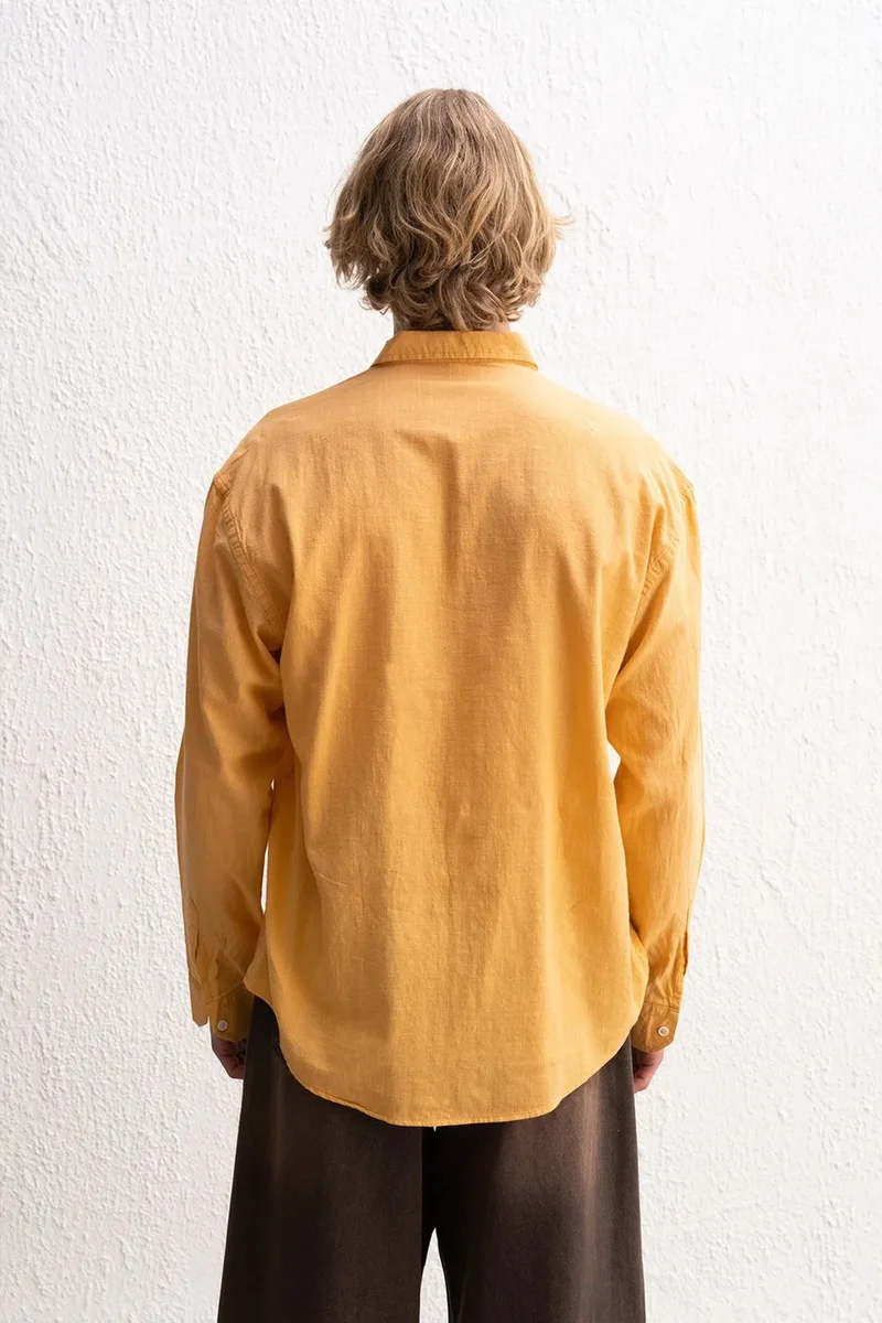 Giesto Bright Orange GIESTO Cotton Oversized Button-Up Shirt for Men | Best Price UAE