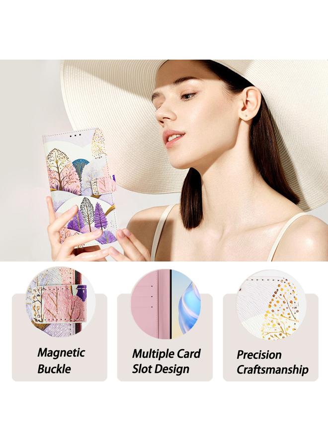 اس-توب جراب هاتف جلدي بنمط رسم فني ملون لهاتف iPhone 15 - Image 5