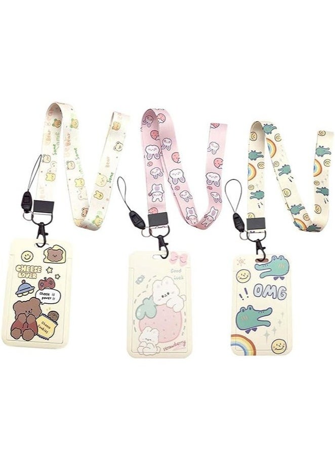 GIFT 3 PCS Waterproof ID Card Badge Holder Case, ID Badge Holder with Lanyard, Durable Retractable Lanyards for ID Badges, Slide ID Card Holder,Cute Lanyard ID Holder  - Image 1