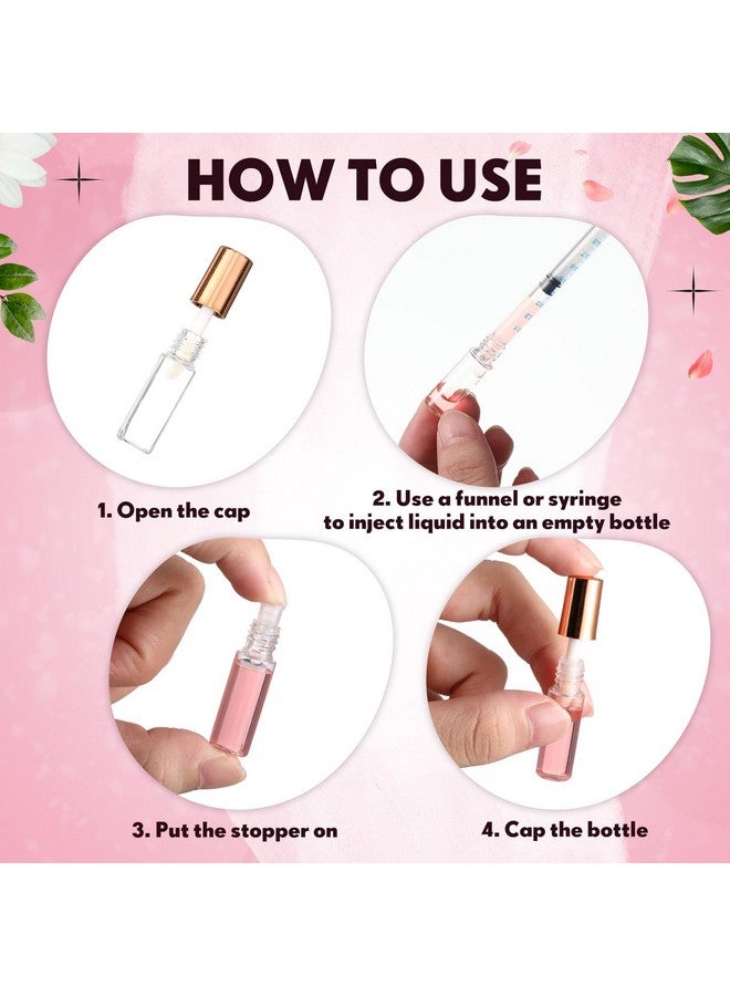 Jinei 150 Pcs Clear Empty Lip Balm Bottles 1.2ml Mini Lip Gloss Tubes, Refillable Lipstick Containers Transparent Plastic Clear Lipstick Tubes for Girl Women DIY Makeup Lip Sample Travel (Rose Gold) - Image 5