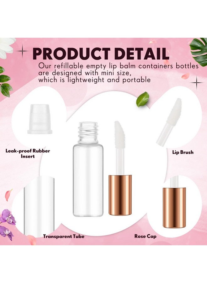 Jinei 150 Pcs Clear Empty Lip Balm Bottles 1.2ml Mini Lip Gloss Tubes, Refillable Lipstick Containers Transparent Plastic Clear Lipstick Tubes for Girl Women DIY Makeup Lip Sample Travel (Rose Gold) - Image 3