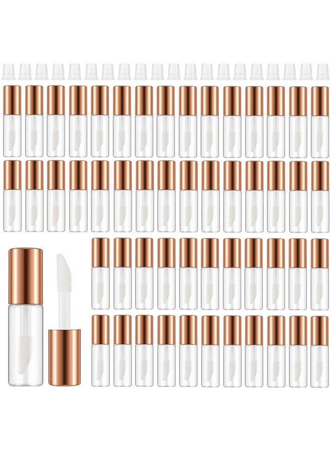 Jinei 150 Pcs Clear Empty Lip Balm Bottles 1.2ml Mini Lip Gloss Tubes, Refillable Lipstick Containers Transparent Plastic Clear Lipstick Tubes for Girl Women DIY Makeup Lip Sample Travel (Rose Gold) - Image 1