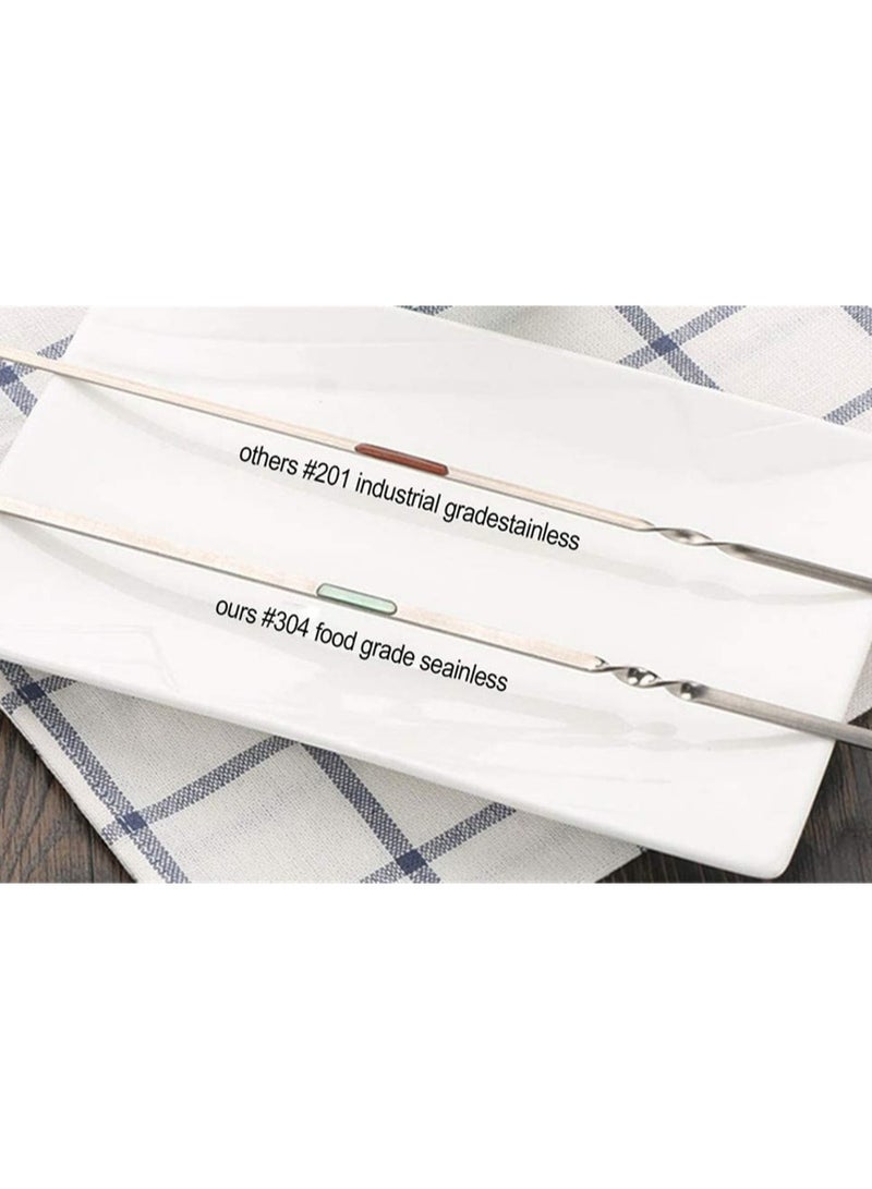 Stainless Steel Kabob Skewers Set 12 Pcs 14 Inch Reusable Barbecue Sticks for Grilling Meat Veggies and Seafood - Image 4