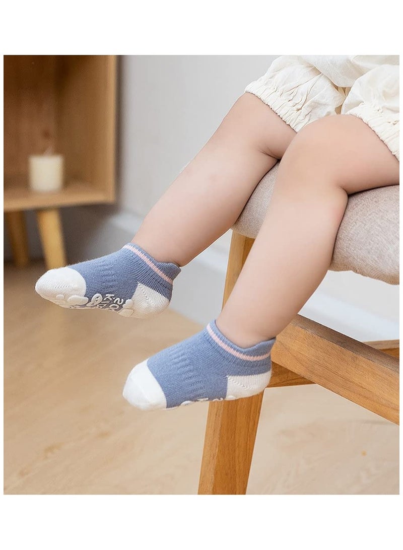 5 Pairs Baby Grip Socks Toddler Non Slip Thin Mesh Infant Pointelle Eyelet Summer Cotton Uni Girl Boy No Show Floor Ankle Size S for 0 to 12 Months Babies - Image 3