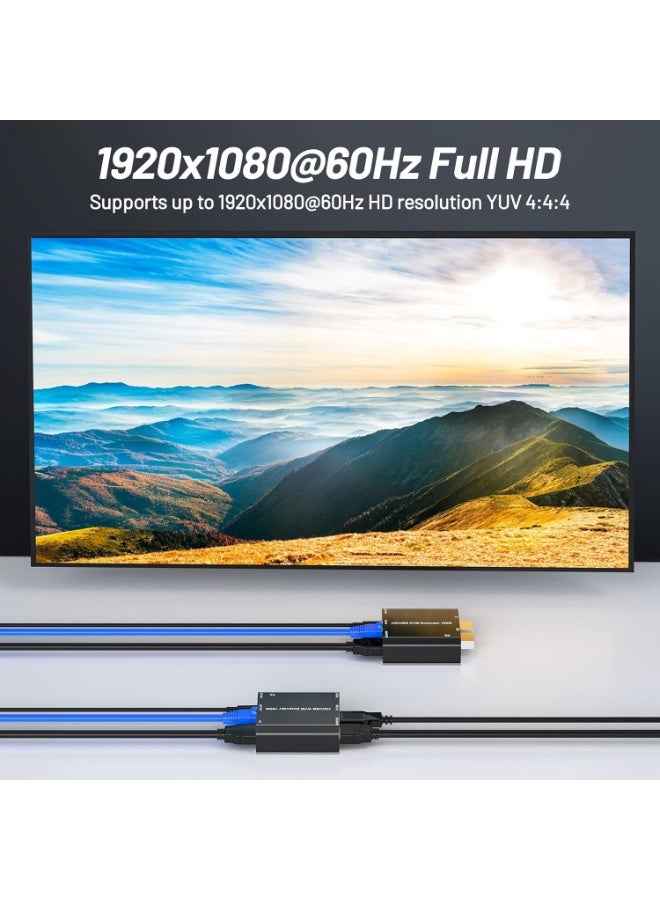 جهاز تمديد HDMI وUSB عبر كابل شبكة حتى 150 متر – جودة 1080P – يدعم لوحة المفاتيح والماوس – بدون تأخير – مزود بطاقة واحدة فقط - Image 3