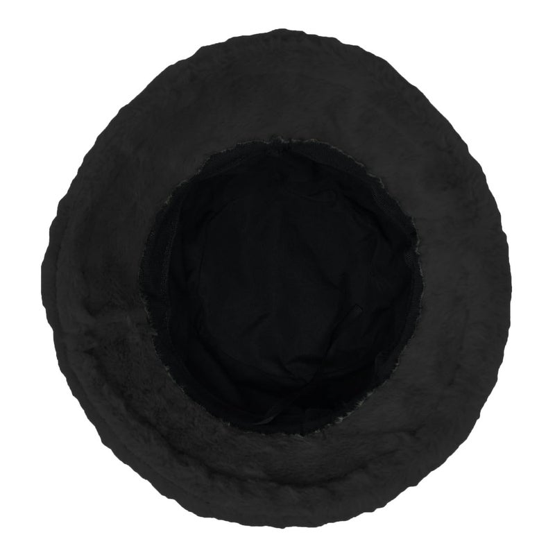 Glory Max Winter Fluffy Plush Bucket Hat Cozy Faux Fur Wide Brim Adjustable Size for Women (US, Alpha, One Size, Solid Black) - Image 3