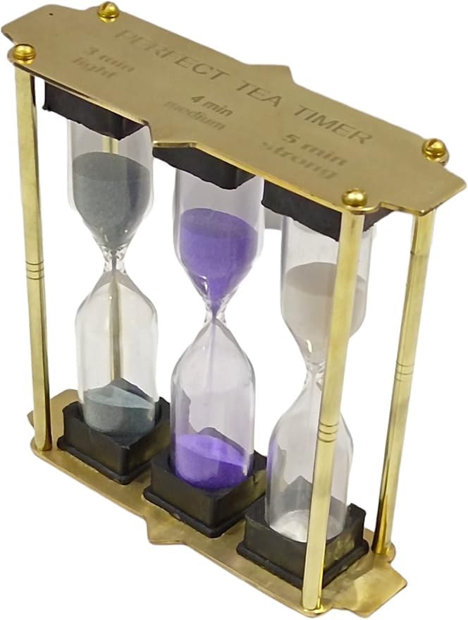 Nautical colred Tea Timer 345 Minute Sand Brass Frame Hourglass Timer Small Sand Timer Decoration Mini Tea Sand Watch for Home Desk Office Decor - Image 2