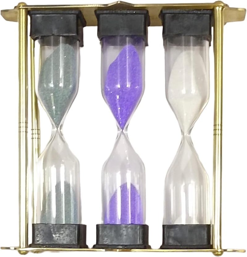 Nautical colred Tea Timer 345 Minute Sand Brass Frame Hourglass Timer Small Sand Timer Decoration Mini Tea Sand Watch for Home Desk Office Decor - Image 5