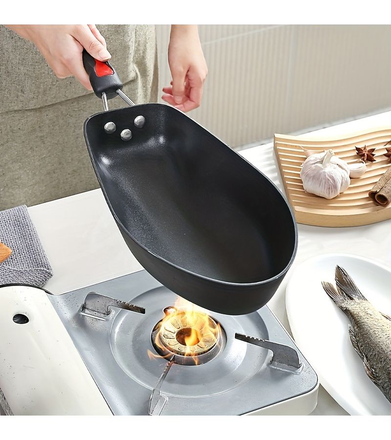 3 Piece Fish Pot Set Fast Heat Conduction Non-stick Fish-shaped Body Saves Oil Time Includes Lid Spatula - Image 1