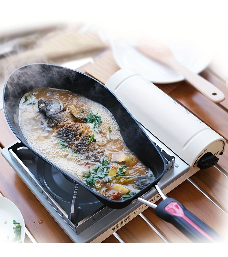3 Piece Fish Pot Set Fast Heat Conduction Non-stick Fish-shaped Body Saves Oil Time Includes Lid Spatula - Image 2