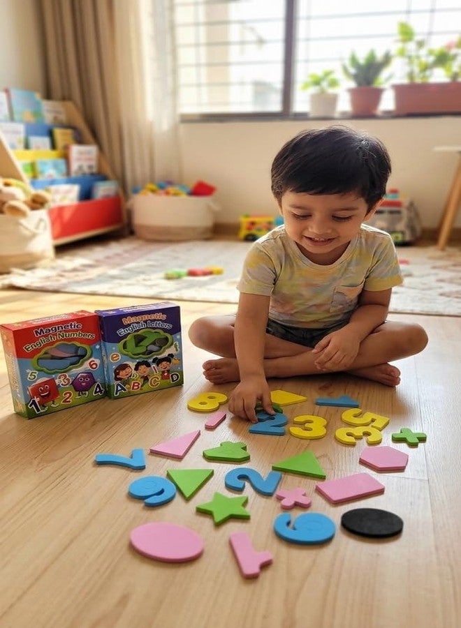 YIXT English Letters andNumbers, Shapes for Kids Learning Toy | Colorful EVA Foam Magnetic Puzzle Set for Whiteboard & Fridge(Pack of 2) - Image 2